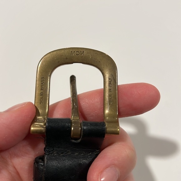 Vintage - leather and silk like woven belt, brass hardware‎ main image 4